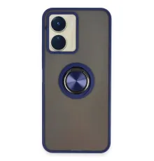 Vivo Y16 Kılıf Montreal Yüzüklü Silikon Kapak - Lacivert