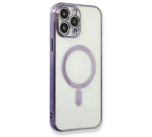 Apple iPhone 13 Pro Kılıf Magneticsafe Lazer Silikon - Mor