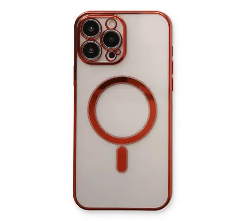 Apple iPhone 13 Pro Max Kılıf Magneticsafe Lazer Silikon - Kırmızı