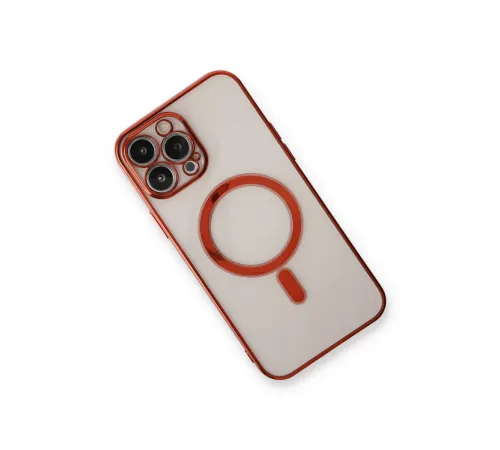Apple iPhone 13 Pro Max Kılıf Magneticsafe Lazer Silikon - Kırmızı