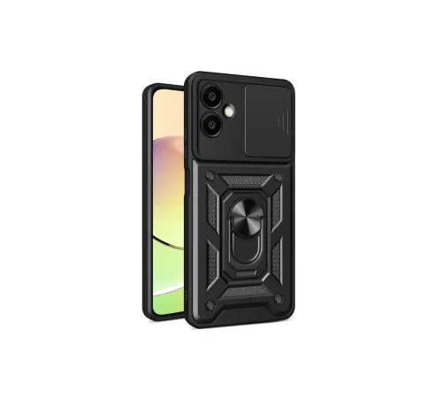 Samsung Galaxy A06 Kılıf Pars Lens Yüzüklü Silikon - Siyah