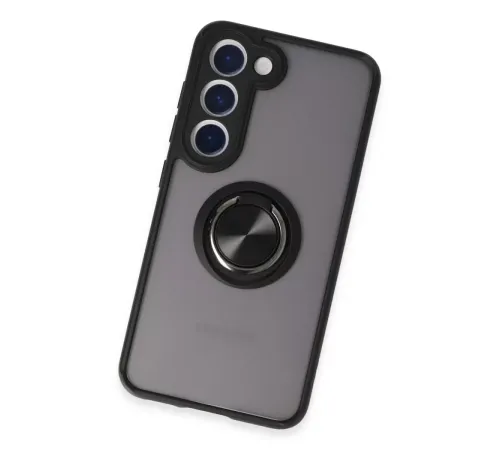Samsung Galaxy S23 Kılıf Montreal Yüzüklü Silikon Kapak - Siyah