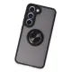Samsung Galaxy S23 Kılıf Montreal Yüzüklü Silikon Kapak - Siyah