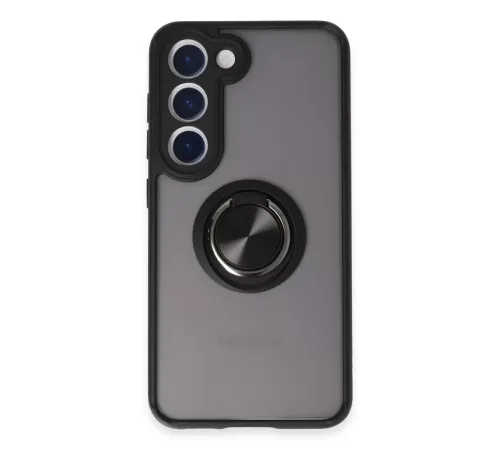 Samsung Galaxy S23 Kılıf Montreal Yüzüklü Silikon Kapak - Siyah