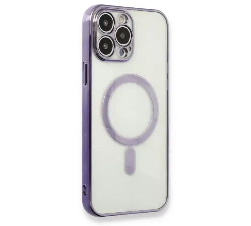 Apple iPhone 13 Pro Max Kılıf Magneticsafe Lazer Silikon - Mor