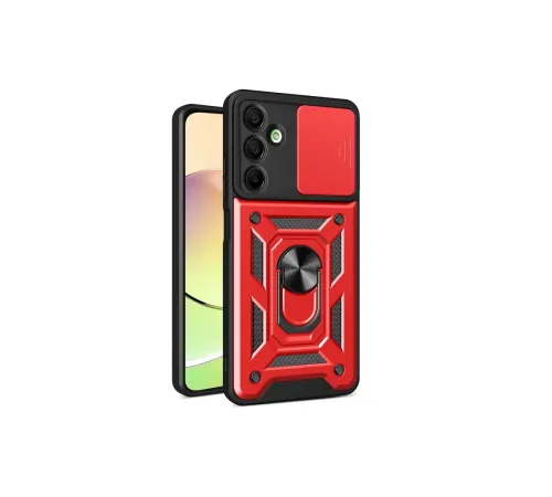 Samsung Galaxy A16 5G Kılıf Pars Lens Yüzüklü Silikon - Kırmızı