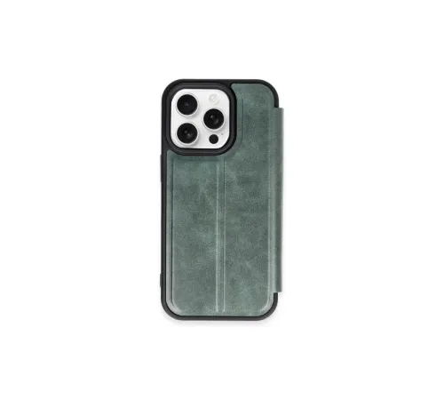 Apple iPhone 15 Pro Max Kılıf Flip Cover - Koyu Yeşil