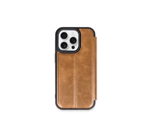 Apple iPhone 15 Pro Max Kılıf Flip Cover - Taba