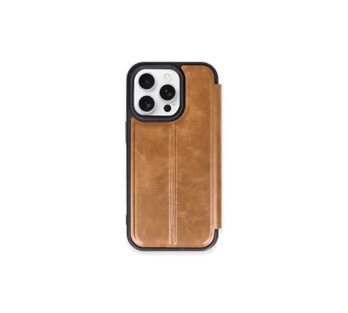 Apple iPhone 15 Pro Max Kılıf Flip Cover - Taba