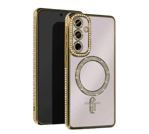 Samsung Galaxy A55 5G Joke Simli Magneticsafe Kılıf - Gold