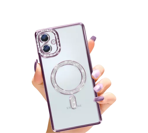 Samsung Galaxy A06 Joke Simli Magneticsafe Kılıf - Derin Mor
