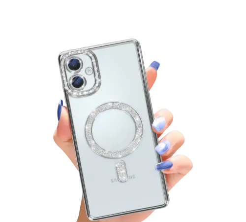 Samsung Galaxy A06 Joke Simli Magneticsafe Kılıf - Gümüş