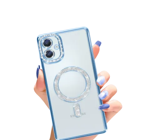 Samsung Galaxy A06 Joke Simli Magneticsafe Kılıf - Mavi