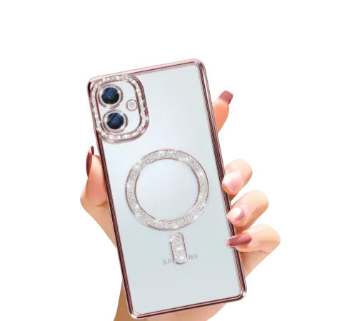 Samsung Galaxy A06 Joke Simli Magneticsafe Kılıf - Pembe