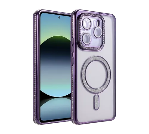 Xiaomi Redmi Note 14 4G Joke Simli Magneticsafe Kılıf - Derin Mor