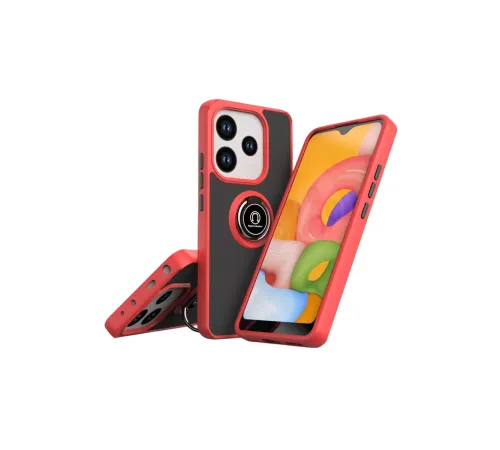 Xiaomi Redmi Note 14 4G Montreal Yüzüklü Silikon Kapak - Kırmızı