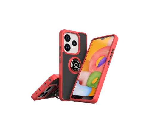 Xiaomi Redmi Note 14 4G Montreal Yüzüklü Silikon Kapak - Kırmızı