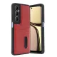 Realme C65 Sara Kartvizitli Deri Kılıf - Kırmızı