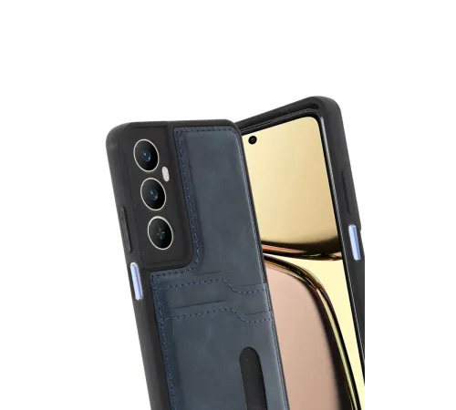 Realme C65 Sara Kartvizitli Deri Kılıf - Lacivert