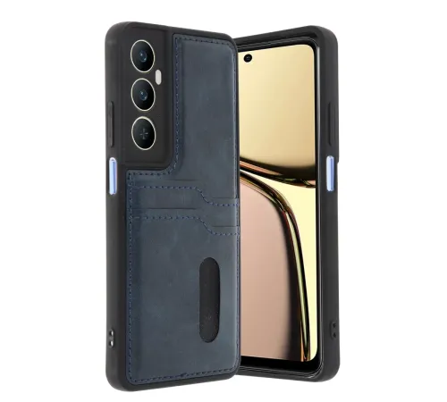 Realme C65 Sara Kartvizitli Deri Kılıf - Lacivert