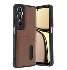 Realme C65 Sara Kartvizitli Deri Kılıf - Taba