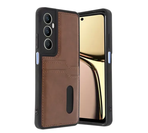 Realme C65 Sara Kartvizitli Deri Kılıf - Taba