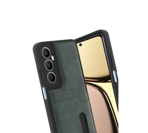 Realme C65 Sara Kartvizitli Deri Kılıf - Yeşil