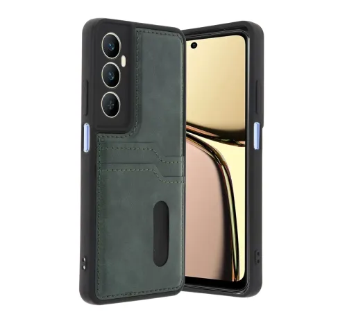 Realme C65 Sara Kartvizitli Deri Kılıf - Yeşil