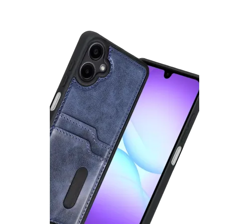 Samsung Galaxy A07 4G Sara Kartvizitli Deri Kılıf - Lacivert