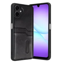 Samsung Galaxy A07 4G Sara Kartvizitli Deri Kılıf - Siyah