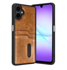 Samsung Galaxy A07 4G Sara Kartvizitli Deri Kılıf - Taba