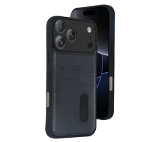 Apple iPhone 17 Pro Sara Kartvizitli Deri Kılıf - Siyah