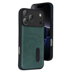 Apple iPhone 17 Pro Sara Kartvizitli Deri Kılıf - Yeşil