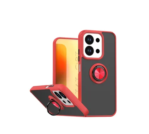 Xiaomi Redmi 15C 4G Montreal Yüzüklü Silikon Kapak - Kırmızı