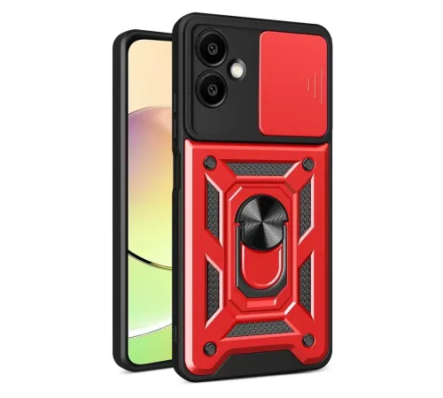 Samsung Galaxy A07 4G Pars Lens Yüzüklü Silikon - Kırmızı