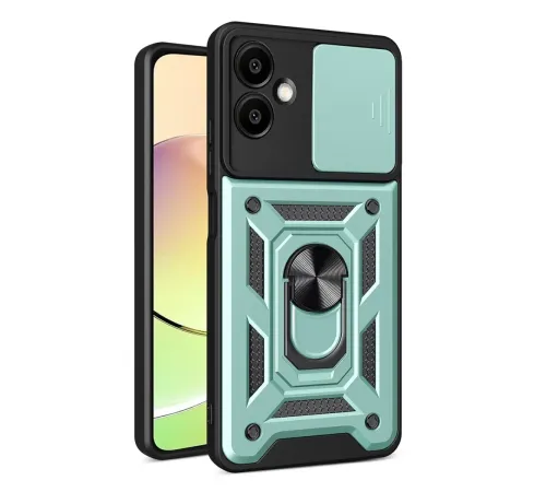 Samsung Galaxy A07 4G Pars Lens Yüzüklü Silikon - Yeşil