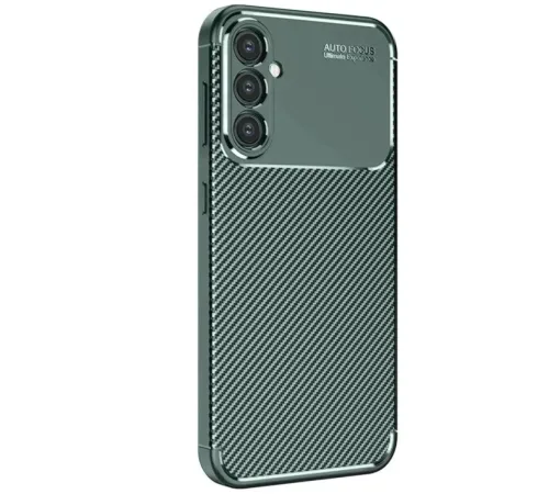Samsung Galaxy S25 Kılıf Auto Focus Karbon Kapak - Koyu Yeşil