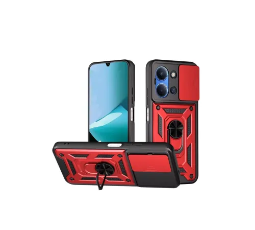 Xiaomi Redmi 15C 4G Pars Lens Yüzüklü Silikon - Kırmızı
