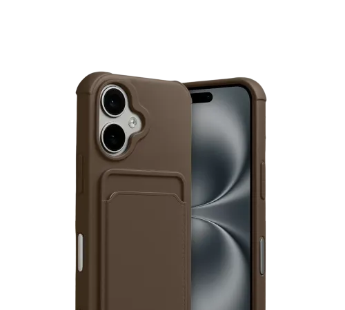 Apple iPhone 17 Kelvin Kartvizitli Silikon - Kahverengi