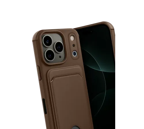 Apple iPhone 17 Pro Kelvin Kartvizitli Silikon - Kahverengi