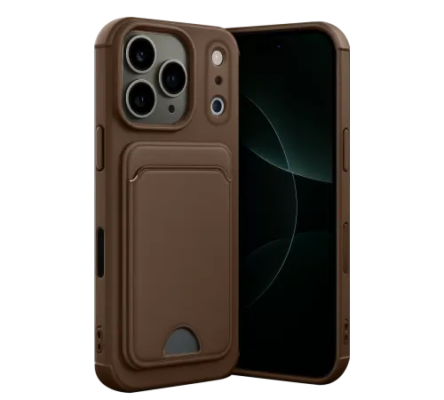 Apple iPhone 17 Pro Kelvin Kartvizitli Silikon - Kahverengi
