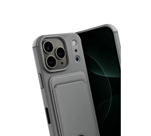 Apple iPhone 17 Pro Kelvin Kartvizitli Silikon - Gri
