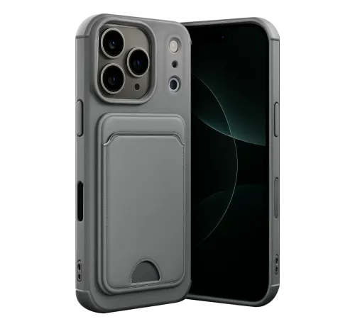 Apple iPhone 17 Pro Kelvin Kartvizitli Silikon - Gri