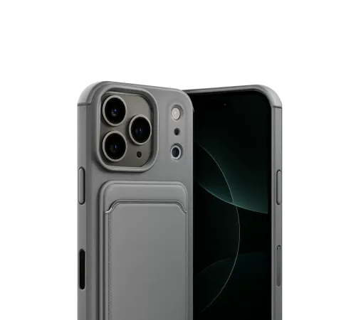 Apple iPhone 17 Pro Max Kelvin Kartvizitli Silikon - Gri