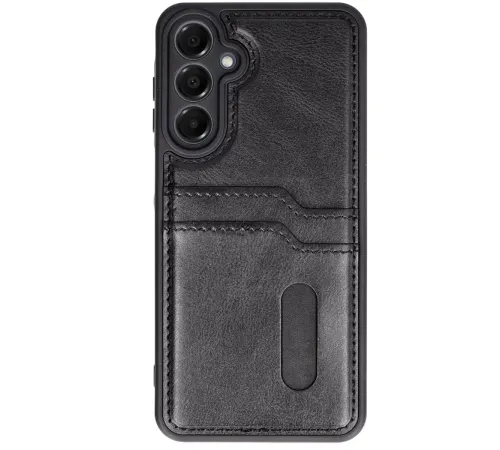 Samsung Galaxy S24 FE Kılıf Sara Kartvizitli Deri Kılıf - Siyah
