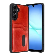 Samsung Galaxy A17 5G Sara Kartvizitli Deri Kılıf - Kırmızı