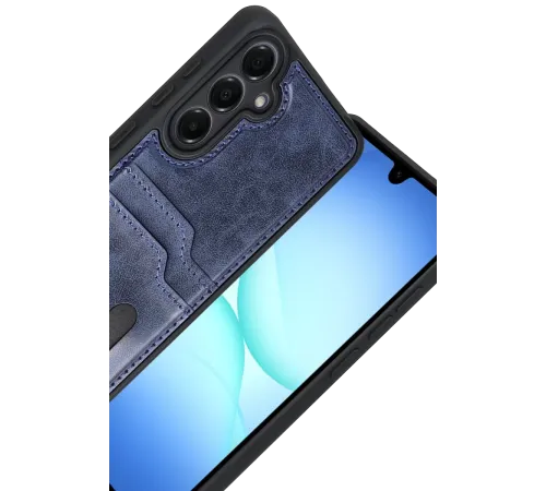 Samsung Galaxy A17 5G Sara Kartvizitli Deri Kılıf - Lacivert