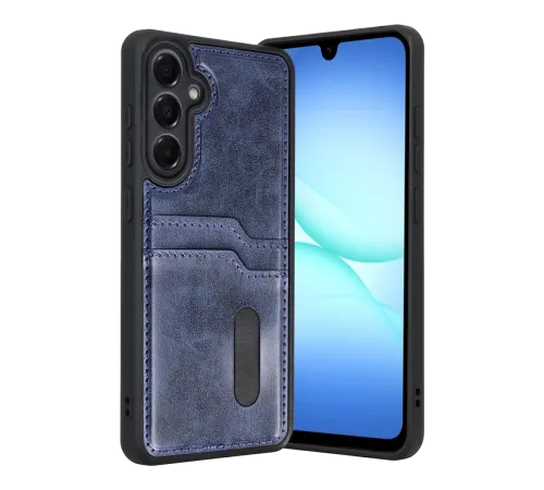 Samsung Galaxy A17 5G Sara Kartvizitli Deri Kılıf - Lacivert