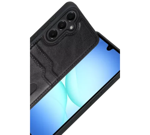 Samsung Galaxy A17 5G Sara Kartvizitli Deri Kılıf - Siyah