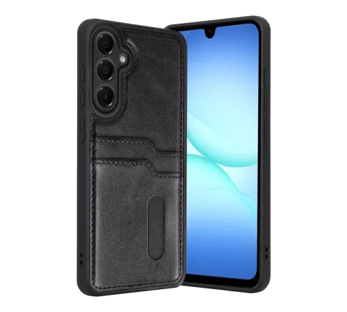Samsung Galaxy A17 5G Sara Kartvizitli Deri Kılıf - Siyah